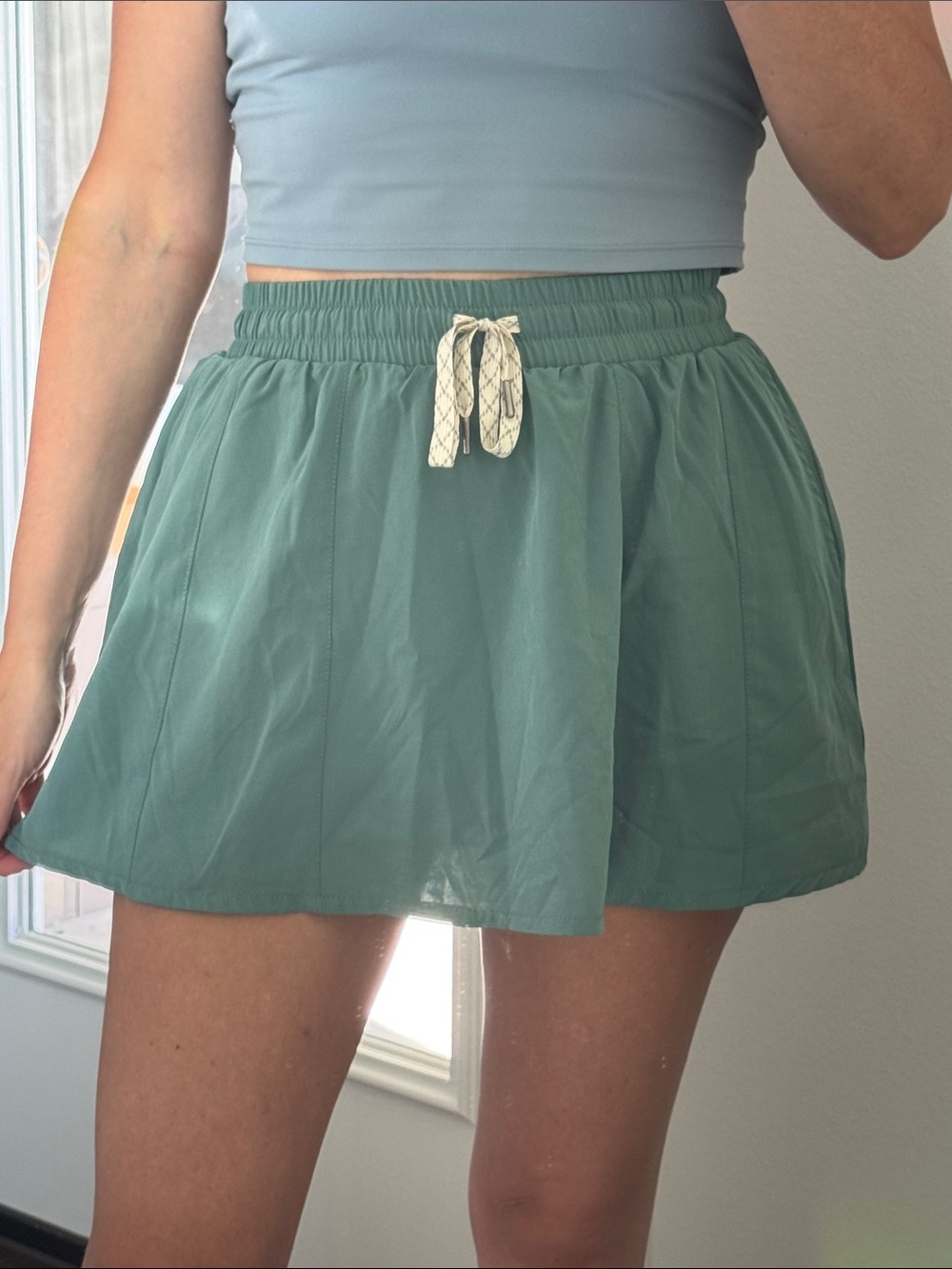 Green Athletic Skort with Drawstring